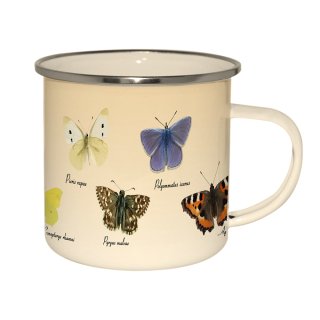 Emaille Tasse heimische Schmetterlinge, Kaffeepott,...