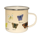 Emaille Tasse Schmetterlinge, Henkelbecher, Kaffeetasse,...
