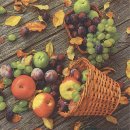 20 Servietten, Herbstfrüchte, Korb mit...
