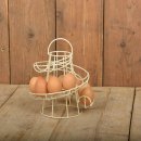 Eierständer, Eierkorb, Eier Rondell, Landhaus Eierhalter aus Metall in Antikweiß