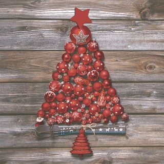 20 Servietten Weihnachten, Tannenbaum gelegt aus roten Kugeln 33x33 cm