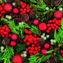 20 Servietten Weihnachten, Rote Beeren, Misteln, Kugeln...