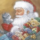 20 Servietten Weihnachten, Weihnachtsmann mit Katze und...