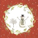 20 Servietten Weihnachten, Schneemann mit Baum im Mistel...