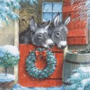 20 Servietten Weihnachten, Zwei Esel im geschmückten...