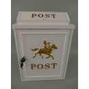 Briefkasten Antiker Wandbriefkasten, Letterbox mit Postreiter, Aluminium, Weiß