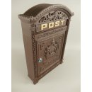 Wandbriefkasten, Briefkasten im Antikstil, Retro Letterbox, Aluminium, Braun