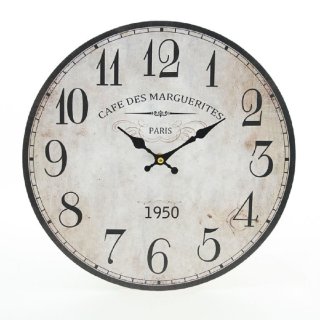 Wanduhr, Rustikale Uhr Cafe des Marguerites, Landhaus Küchenuhr 34 cm
