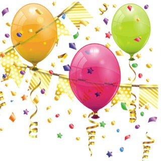 20 Servietten Kinderfeier, Party Atmosphäre mit bunten Luftballons 33x33 cm