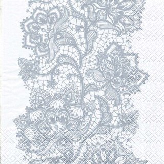 20 Servietten, Rand mit Antiker silberner Häkelspitze, florale Spitze 33x33 cm