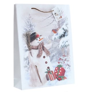 Geschenktüten Weihnachten Schneemann, 10 Papiertüten, Papier Tragetaschen