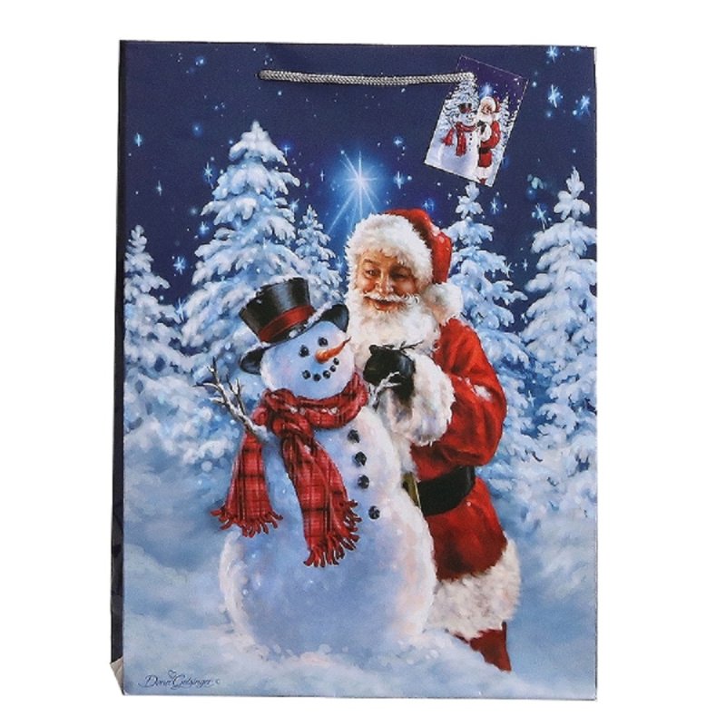 Geschenktüten Weihnachten Santa und Schneemann, 10 Papiertüten, Tragetaschen