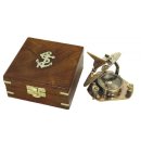 Kompass, Altmessing Marinekompass, dreieckiger Sundial Kompass & Holzbox