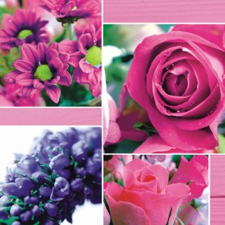 20 Servietten Sommer, Collage mit edlen Rosen und Blumen 33x33 cm