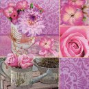 20 Servietten Sommer, Rosa Blütencollage mit Rosen...
