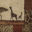 20 Servietten Afrika, Aquarell mit Giraffe, Giraffen in...