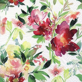 20 Servietten Sommer, Blumenaquarell, Blumen Vielfarbige Schönheit 33x33 cm