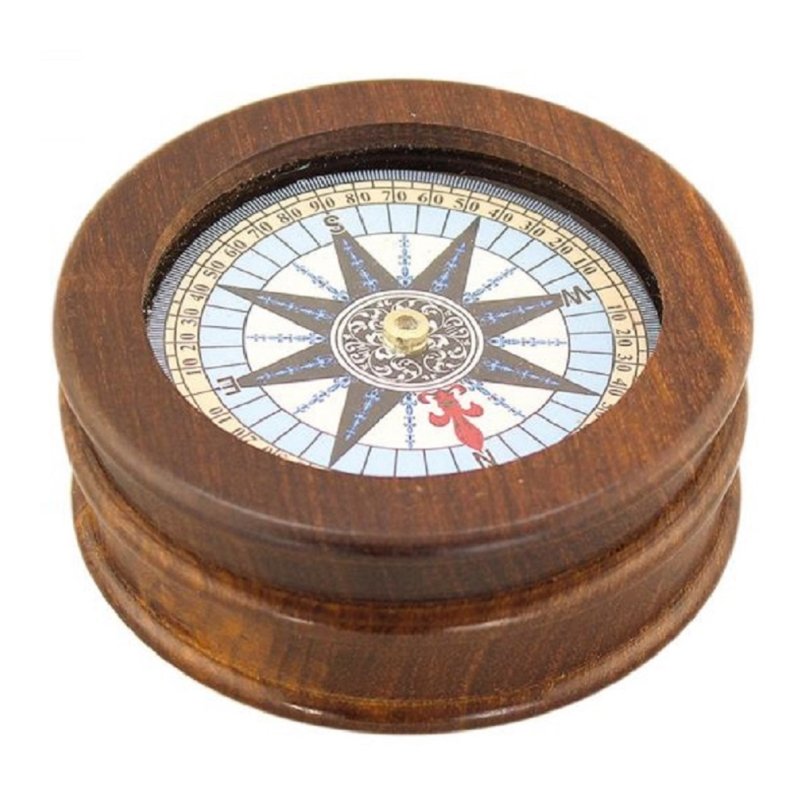 Tischkompass, Scheibenkompass, Magnetkompass, Kompass im Edelholz Gehäuse