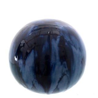 XXL Rosenkugel, Beetkugel, Keramik Gartenkugel mit blauem Farbverlauf 24 cm