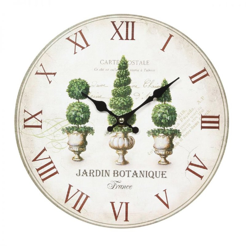 Wanduhr, botanische Gartenuhr, Uhr mit Pflanzen 28 cm