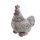 Dekofigur Huhn, Skulptur stolze sitzende Henne, antik Grau aus Magnesia