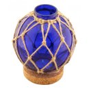 Fischerkugel Teelicht, Teelichthalter Fischernetz Glas im Netz, Blau Ø 13 cm