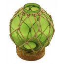 Fischerkugel Teelicht, Teelichthalter Fischernetz Glas im Netz, Grün Ø 13 cm