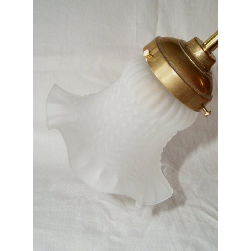 Jugendstil Lampenschirm Glasschirm Lampenglas satiniert weiß