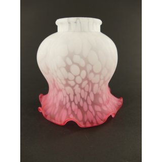 Lampenschirm Lampenglas Rosa Weiß satiniert mit Pulver Einschmelzungen 13 cm 