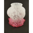 Jugendstil Lampenschirm, Lampenglas Rosa Weiß mit Pulver Einschmelzungen 11 cm