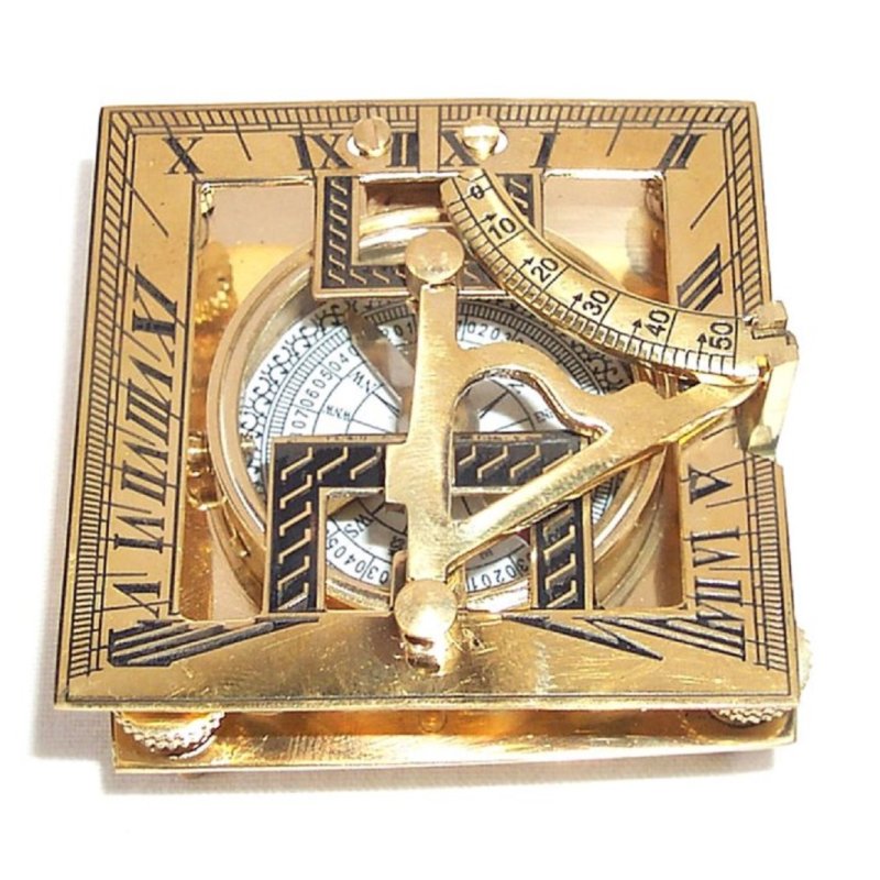 Sundial Kompass, Sonnenuhr-Magnetkompass, Tischkompass in edler Holzbox