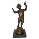 Bronzefigur, Bronze Skulptur, Knabe mit Vogel,...