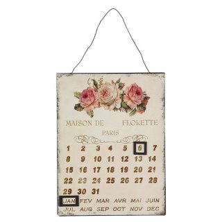Magnetkalender mit Rosen, Blechschild Rosenkalender, Kalender, Dauerkalender