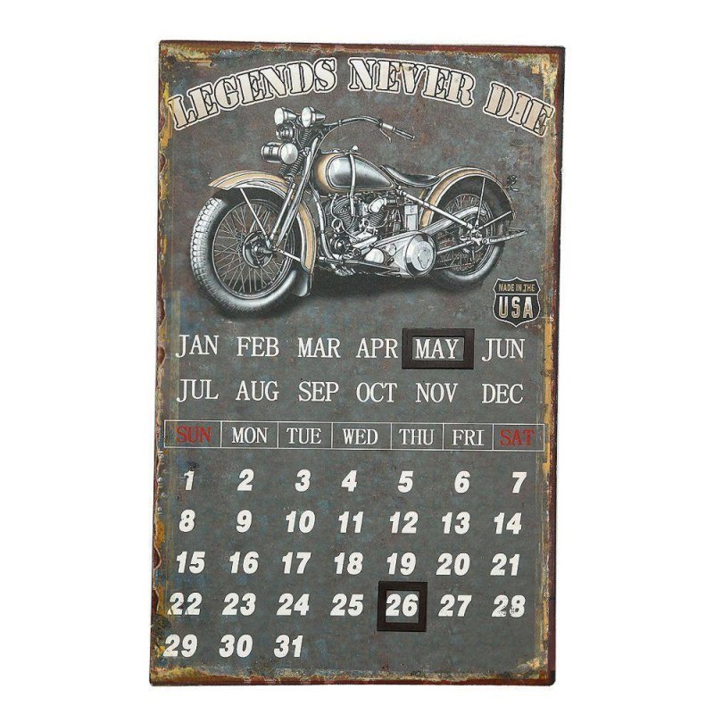 Dauer Wand Kalender Nostalgie Motorrad  Biker Girl Metall Magnet 