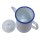 Emaille Kaffeekanne, Deckelkanne, Emaille Kanne Weiß mit blauem Rand 1,6 Liter