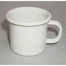 Emaille Tasse, Becher, Kinder Henkelbecher, kleine Retro Kaffeetasse, Weiß 6 cm