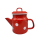 Emaille Teekanne, Deckelkanne, Teepott Tupfen Rot- Weiß 1,0 Liter