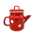 Emaille Teekanne, Deckelkanne, Teepott Tupfen Rot- Weiß 1,0 Liter
