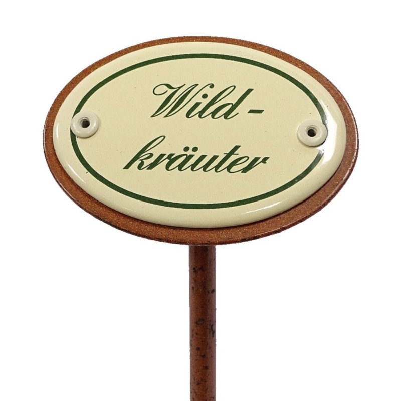 Kräuterschild Kräuterstecker Emaille, Wildkräuter, Garten Stecker 25 cm