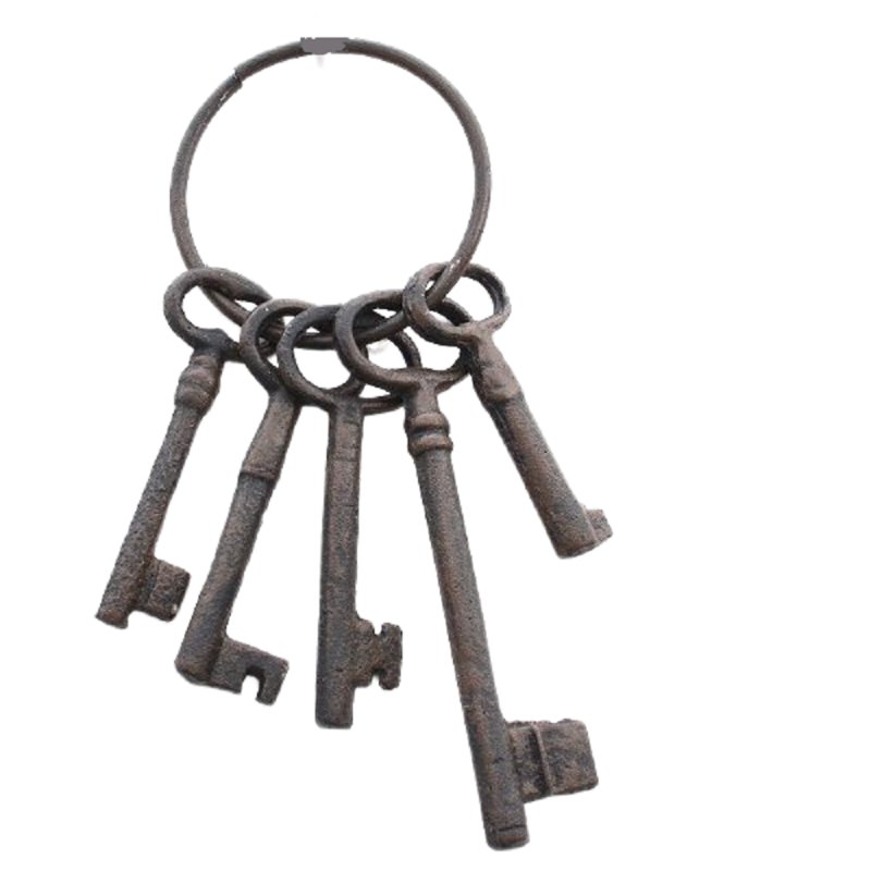 Schlüsselbund, 5 Nostalgie Schlüssel am Ring, Garten Dekoration aus Gußeisen