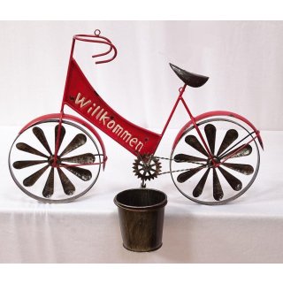 Blumentopf Wandhalter, Wandtopfhalter Fahrrad je mit Windrad in den Rädern