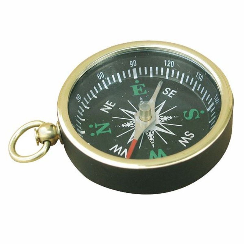 Kompass, Kleiner maritimer Taschenuhren Magnetkompass aus poliertem Messing