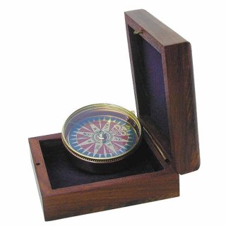 Tischkompass, Kompass mit Windrosenblatt aus Messing in...