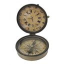 Dosen Kompass mit Uhr, Maritimer Multi Instrumenten Kompass aus Altmessing