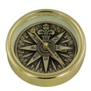 Kompass mit 3D Windrose in der Holzbox, Tischkompass, Magnetkompass, Messing