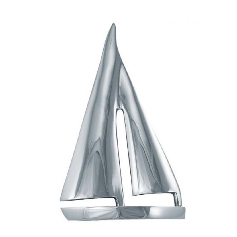 Segelyacht Modell, Schreibtisch Deko, Segelboot Messing verchromt 19 cm