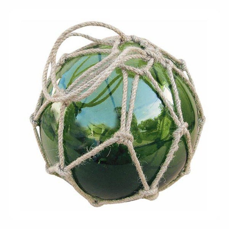 Fischerkugel grün ca.5 cm im Tauwerk Netz Glaskugel Glas maritim Kugel Tischdeko 