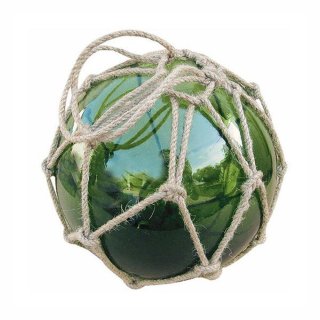 Fischernetz Kugel, Fischerkugel aus Glas im Netz, Grün Ø...