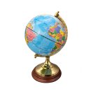Globus, Erdglobus auf Messingstand mit Holzsockel, Tischglobus 22 cm