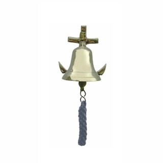 Schiffsglocke mit Anker Wandhalter, Messing Wandglocke Glocke Ø 7,5 cm
